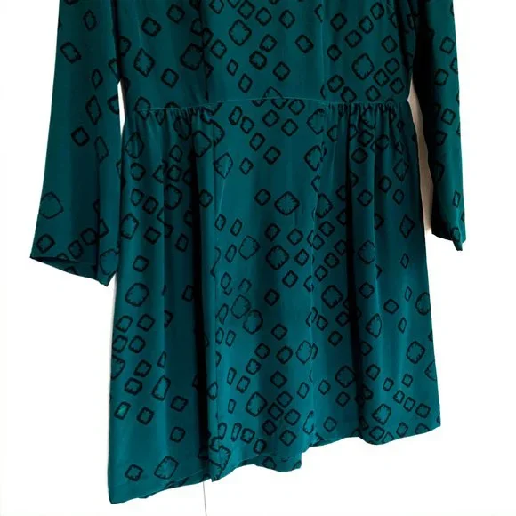 urban outfitters long sleeve 100% silk teal dress - Picture 5 of 10
